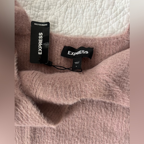 Express Dusty Pink TankTop Cami (NWT) and Cardigan Soft and Furry Sweater Set - Picture 8 of 11